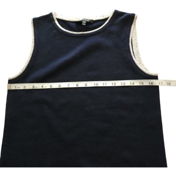 St. John 100% Cashmere navy cape twinset with grey speckled trim - Picture 10 of 14